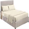 6 Piece Bed Sheet Set - 600 Thread Count Sheets Queen Size Bed Sheet Set - 100% Egyptian Cotton Super Soft Long Staple - Italian Finish Fitted Sheet fits Upto 19" deep Pocket Mattress Ivory Solid view 2