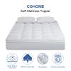 COHOME Queen Size Mattress Topper Extra Thick Cooling Mattress Pad 400TC Cotton Top Plush Down Alternative Fill Pillow Top Mattress Cover with 8-21 Inch Deep Pocket (60x80 Inches, White-Classic) view 2