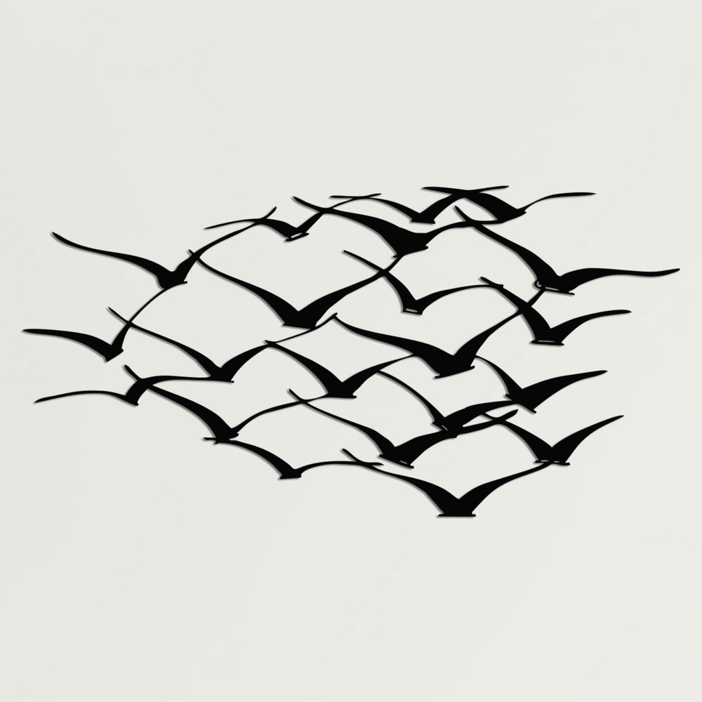DEKADRON Metal Wall Art Cranes Metal Bird Decor 3D Wall Silhouette (90x46cm)