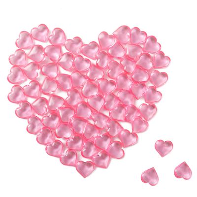Red Acrylic Heart Translucent Hearts Shaped Crystals Gems for Table Scatter, Valentine's Day, Wedding, Artwork, Birthday Party Decoration, Favor Vase Filler (150 Pieces) (Pink)