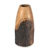 AeraVida Natural Bark Mango Wood Flower Vase | 12 Inch Tall Handmade Eco-Friendly Decorative Table Vase for Dried or Silk Flowers | Rustic Brown Round Wooden Vase for Home Living Room or Office Decor view 1