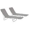 FAMIROSA Folding Sun Loungers 2 pcs Steel and Fabric Gray view 1
