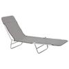 FAMIROSA Folding Sun Loungers 2 pcs Steel and Fabric Gray view 3