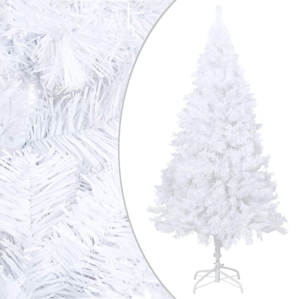 FAMIROSA Artificial Christmas Tree with Thick Branches, Full PVC Xmas Tree White with Metal Stand for Indoor and Outdoor Use 70.9" x 37.4"
