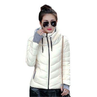 Andongnywell Women's Quilted Lightweight Padding Jacket Puffer Bubble Coat Cotton Filling for Winter (White,Medium)