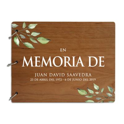 LifeSong Milestones Personalized Funeral Guest Book Wooden Spanish Memorial Guestbook Celebration of Life Guest Book Remembrance in Loving Memory Keepsake 8.5 x 11 (Cherry)