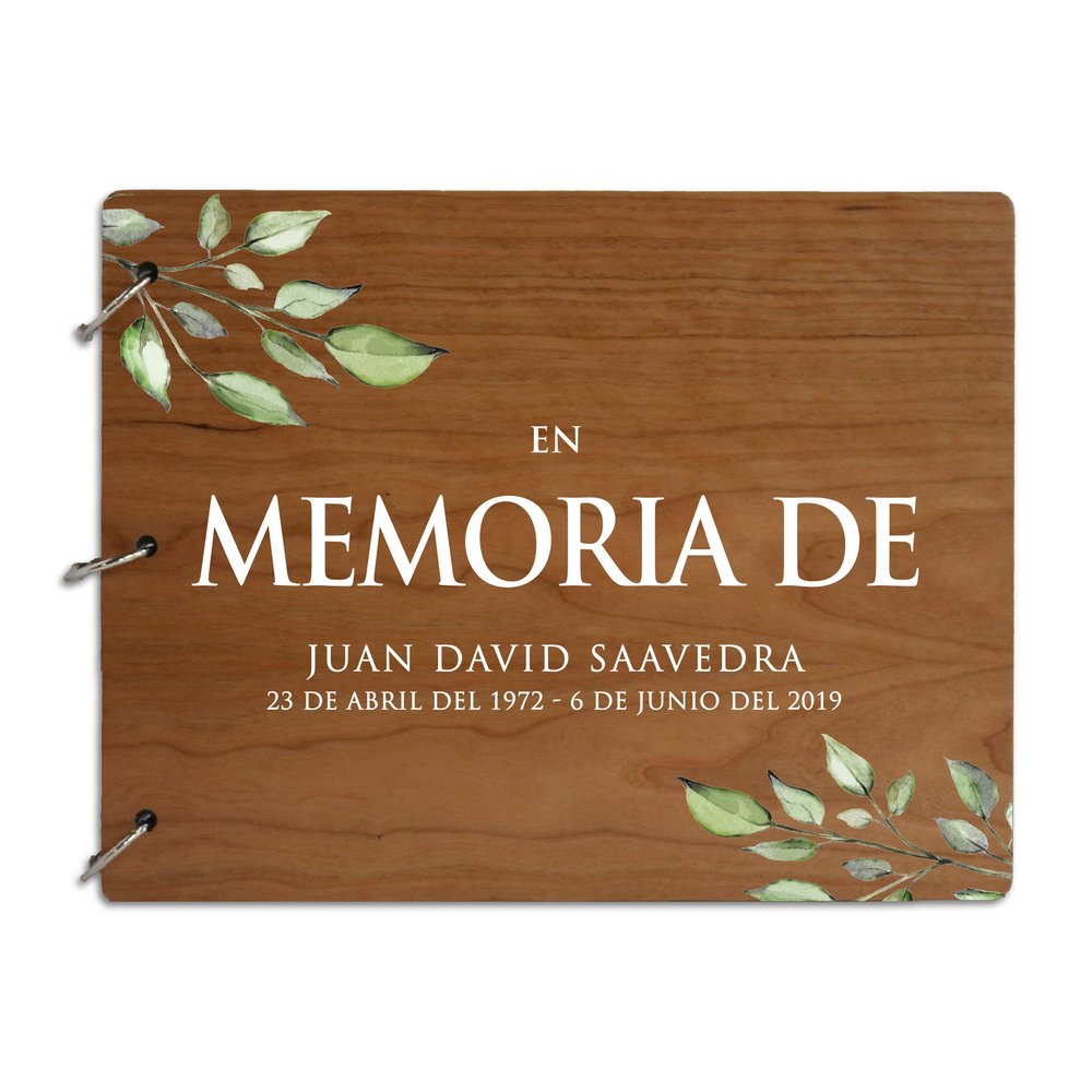 LifeSong Milestones Personalized Funeral Guest Book Wooden Spanish Memorial Guestbook Celebration of Life Guest Book Remembrance in Loving Memory Keepsake 8.5 x 11 (Cherry)
