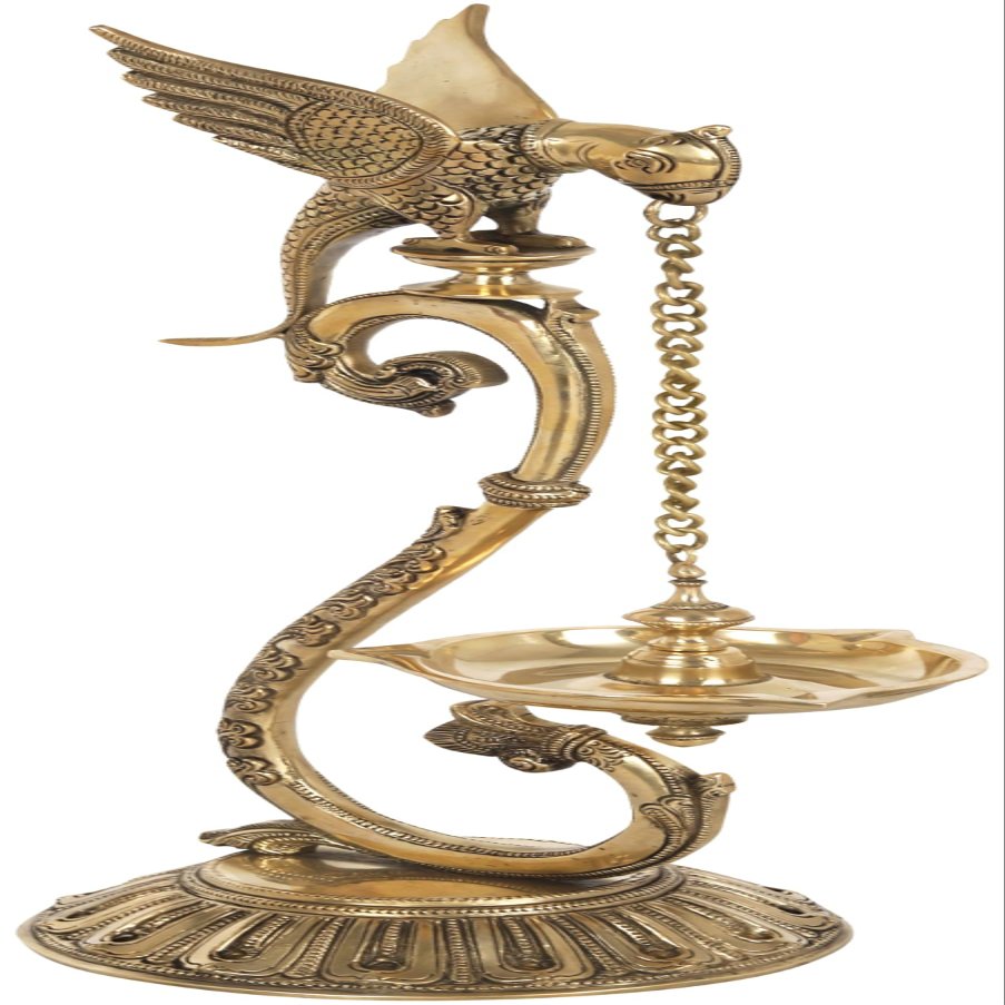 21" Elegant Curvaceous Parrot Lamp in Brass | Handmade | Made in India - Brass Statue