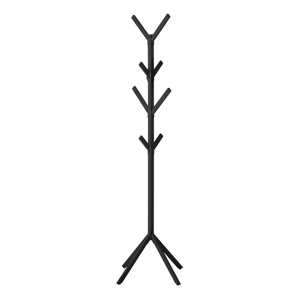 Offex 70" H Black Matte Finish Modern Industrial Style 4-Tier Entryway Freestanding Hall Tree Hanger with 8 Hooks