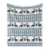 Ambesonne Nordic Throw Blanket, Chevron Zigzags Winter Floral Arrangement Norwegian Reindeer Snow Pattern, Flannel Fleece Accent Piece Soft Couch Cover for Adults, 50" x 70", Black White Sky Blue view 1