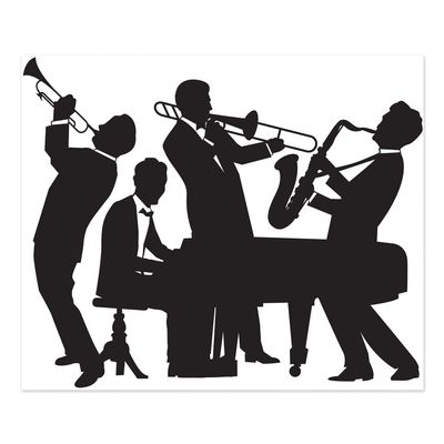 Pack of 6 Black and White Roaring Jazz Band Mural Wall Decor 6'
