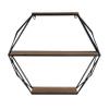 Geometric Decorative Wall Shelf  3-Tier Metal & Wood Home Decor Floating Display Shelf  Modern Wall Shelves for Bathroom, Bedroom & Living Room  Brown & Black, 24" view 1