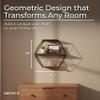 Geometric Decorative Wall Shelf  3-Tier Metal & Wood Home Decor Floating Display Shelf  Modern Wall Shelves for Bathroom, Bedroom & Living Room  Brown & Black, 24" view 2