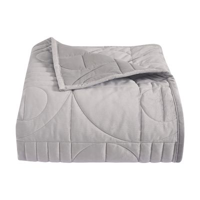 Five Queens Court Bradley Abstract Mid Century Modern Velvet Quilt Coverlet, Grey, Full/Queen, 90X90