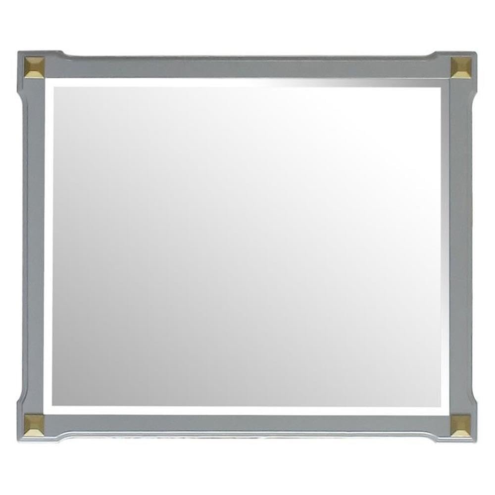 Acme House Marchese Wooden Frame Mirror with Beveled Edge in Pearl Gray