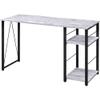 Acme Vadna Wooden Top 2-Shelf Writing Desk in Antique White and Black view 1