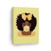 SmileArtDesign Cute African Girl Curly Hair Yellow Bubble Gum Canvas Print Kids Room Wall Art African Art Nursery Decor Home Decor Ready to Hang -%100 Made in The USA - 36x24 view 1