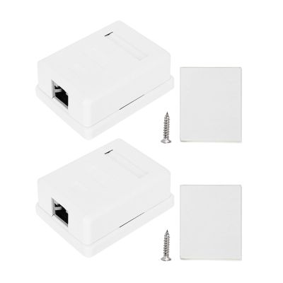 Oumefar 2pcs RJ45-8P8C CAT6 Mount Box Desktop Information Junction Box Single Port Shielded Networks Mounted