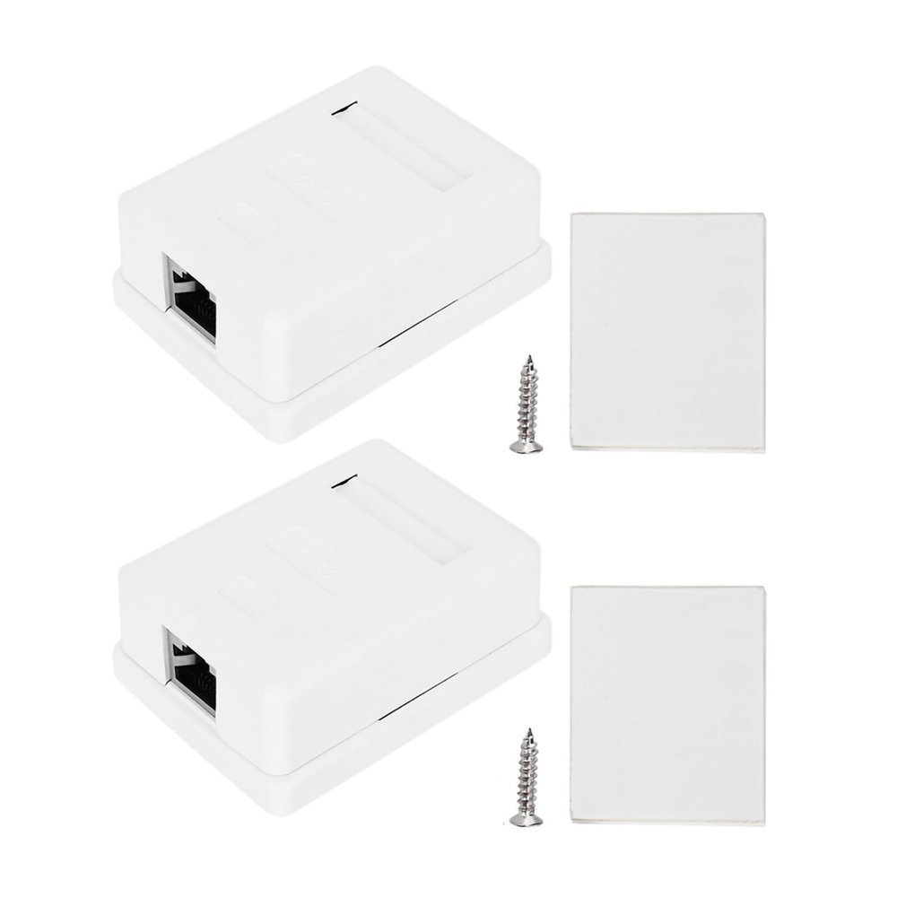 Oumefar 2pcs RJ45-8P8C CAT6 Mount Box Desktop Information Junction Box Single Port Shielded Networks Mounted