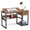 Tribesigns Drafting Table with Storage Drawers, Drawing Computer Desk Artist Craft Table Painting Desk Workstation with Shelves and Tiltable Tabletop for Students, Home Office view 1