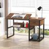 Tribesigns Drafting Table with Storage Drawers, Drawing Computer Desk Artist Craft Table Painting Desk Workstation with Shelves and Tiltable Tabletop for Students, Home Office view 2