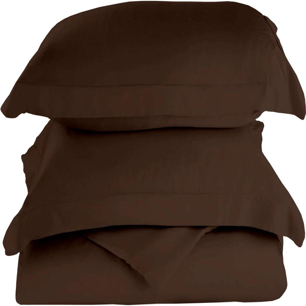 1000 Thread-Count 100% Egyptian Cotton [3 PCs] [1 Duvet Cover & 2 Pillow Shames] Set with Zipper Closure & Corner Ties, Long Staple Cotton Sateen Weave, Quilt Cover - (Queen, Chocolate)