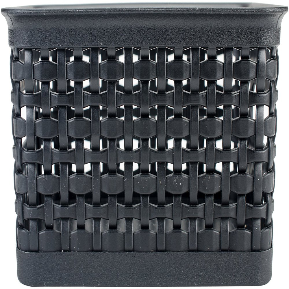Weave Design Plastic Bin Small-Black, 9.875"L X 7.375"W X 4"H