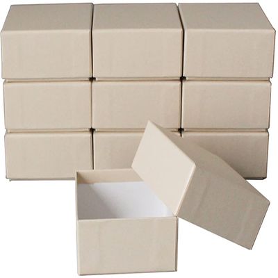 Gift Box, 3.7 x 3.7 x 1.8 inches (9.5 x 9.5 x 4.5 cm), Set of 10 (Lame Beige)
