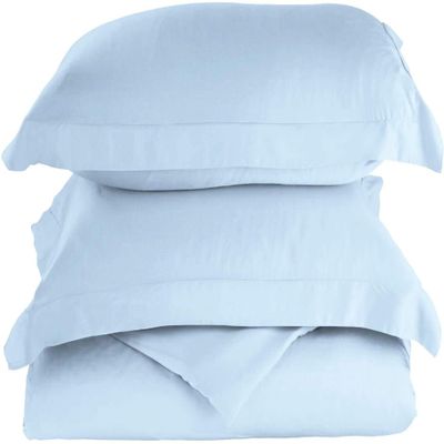 1000 Thread-Count 100% Egyptian Cotton [3 PCs] [1 Duvet Cover & 2 Pillow Shames] Set with Zipper Closure & Corner Ties, Long Staple Cotton Sateen Weave, Quilt Cover - (Cal-King, Light Blue)