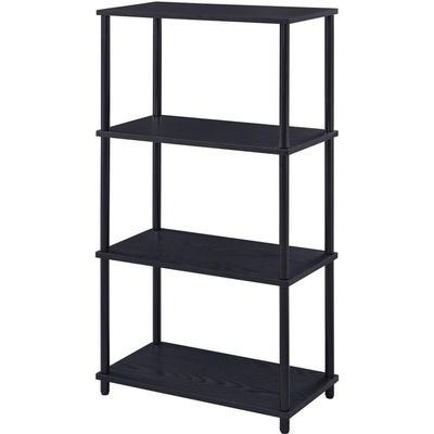 Acme Nypho 4 Wooden Shelves Rectangular Bookshelf with Metal Frame in Black