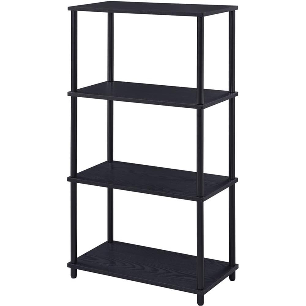 Acme Nypho 4 Wooden Shelves Rectangular Bookshelf with Metal Frame in Black