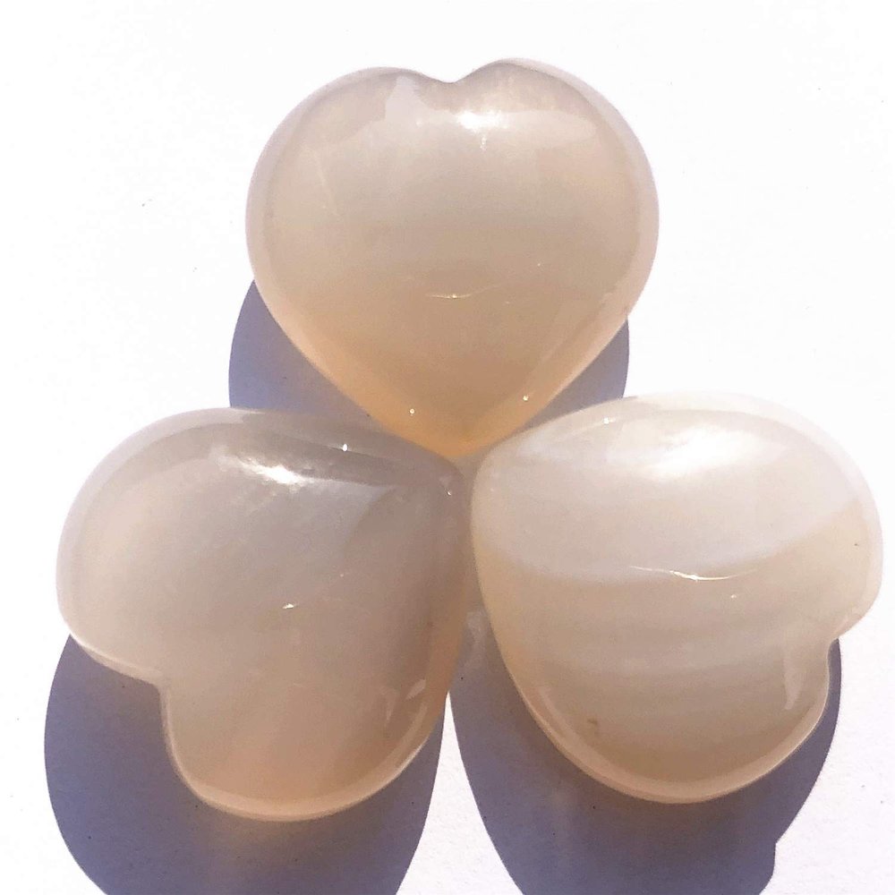 Anlingem 3pcs Heart Shaped Rose Quartz Puffy Heart Stone for Chakra Energy Healing, Reiki, Meditation, Massage and Decoration (Agate Heart) AL-AH