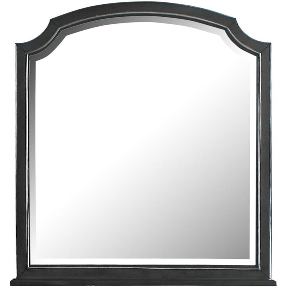 Acme House Beatrice Wooden Arched Frame Mirror with Beveled Edge in Charcoal
