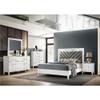 Acme Chelsie Wooden Queen Bed with Velvet Headboard in Gray and White view 2