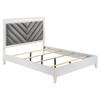 Acme Chelsie Wooden Queen Bed with Velvet Headboard in Gray and White view 3