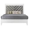 Acme Chelsie Wooden Queen Bed with Velvet Headboard in Gray and White view 4