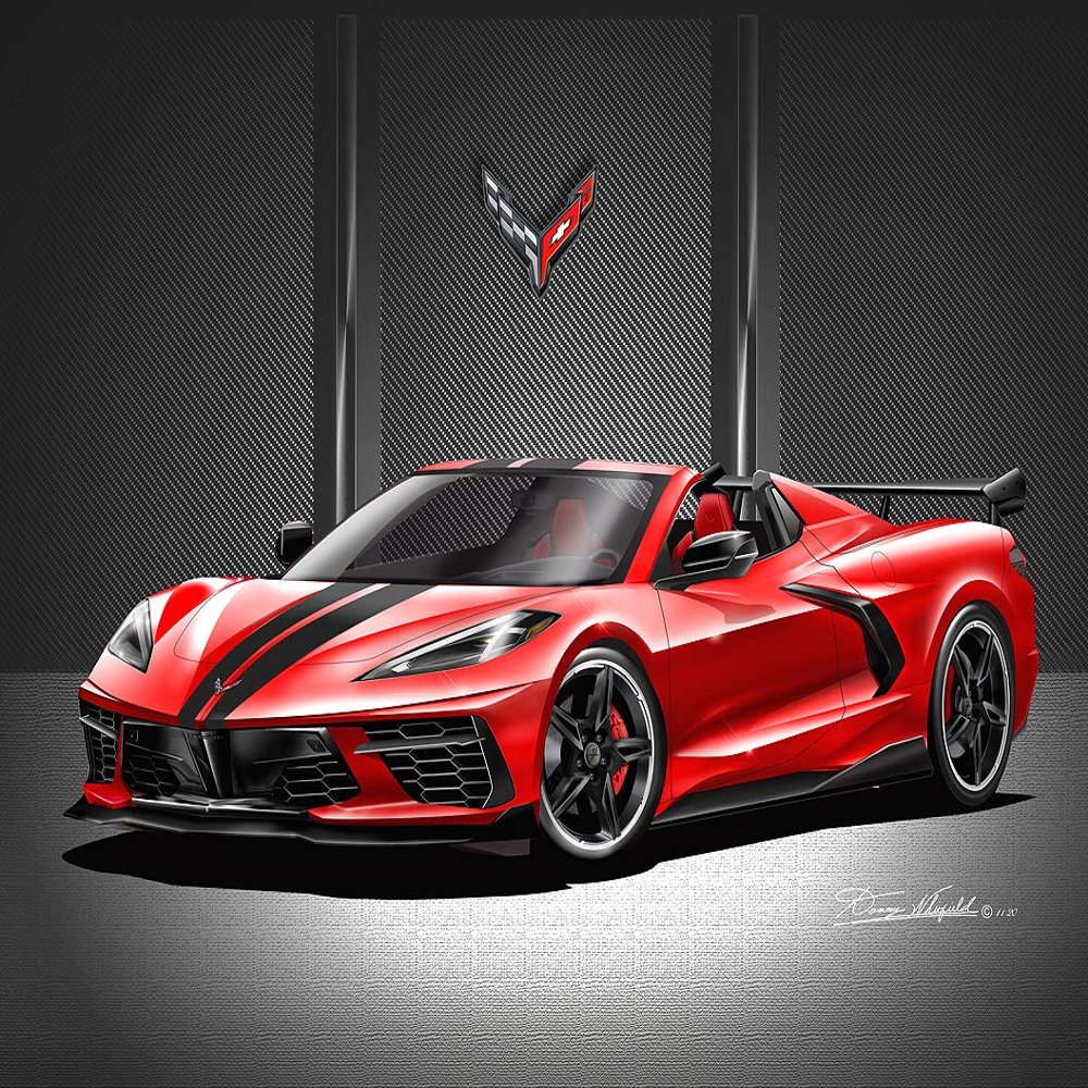 2020 C8 Corvette Convertible - Torch Red with Aero Package- Fine Art Print by Danny Whitfield - Size 20 x 24