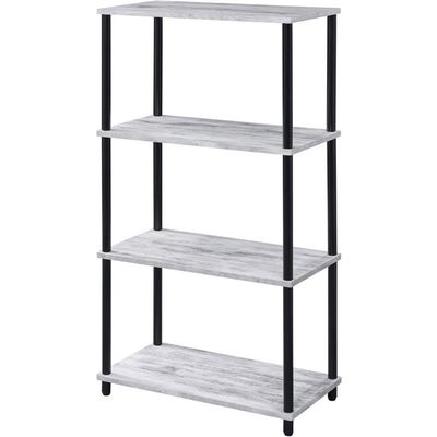 Acme Nypho 4 Wooden Shelves Rectangular Bookshelf in Antique White and Black