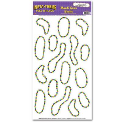 Party Central Mardi Gras Beads Wall Clings - 24" - Purple, Green and Gold - Club Pack of 192