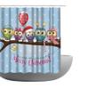 Amgaical Merry Christmas Five Owls on A Branch with Balloon Pattern 4 Piece Bathroom Mat Set Shower Curtain Set Bath Mat Contour Mat Toilet Cover Shower Curtain with 12 Hooks view 2