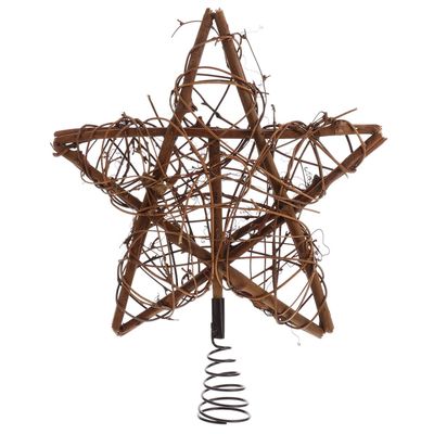 Toddmomy Rustic Christmas Tree Topper Rattan Natural Star Hollowed-Out Star Ornaments with Coil Base for Holiday Home Office