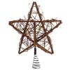 Toddmomy Rustic Christmas Tree Topper Rattan Natural Star Hollowed-Out Star Ornaments with Coil Base for Holiday Home Office view 1