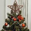 Toddmomy Rustic Christmas Tree Topper Rattan Natural Star Hollowed-Out Star Ornaments with Coil Base for Holiday Home Office view 3