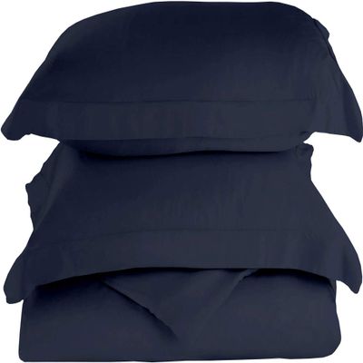 1000 Thread-Count 100% Egyptian Cotton [3 PCs] [1 Duvet Cover & 2 Pillow Shames] Set with Zipper Closure & Corner Ties, Long Staple Cotton Sateen Weave, Quilt Cover - (Cal-King, Navy Blue)