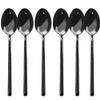Uniturcky Black Dinner Spoons, Fun Life 6-Piece Large Stainless Steel Spoons Set Mirror Polished Modern Flatware Cutlery Spoons for Home, Kitchen or Restaurant view 1