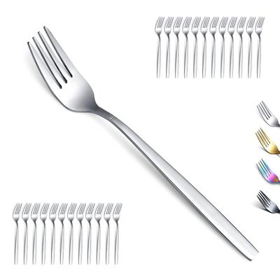Berglander Dinner Forks of 24, Stainless Steel Modern Fork Set, Forks And Spoons Silverware, Spoons And Forks Set