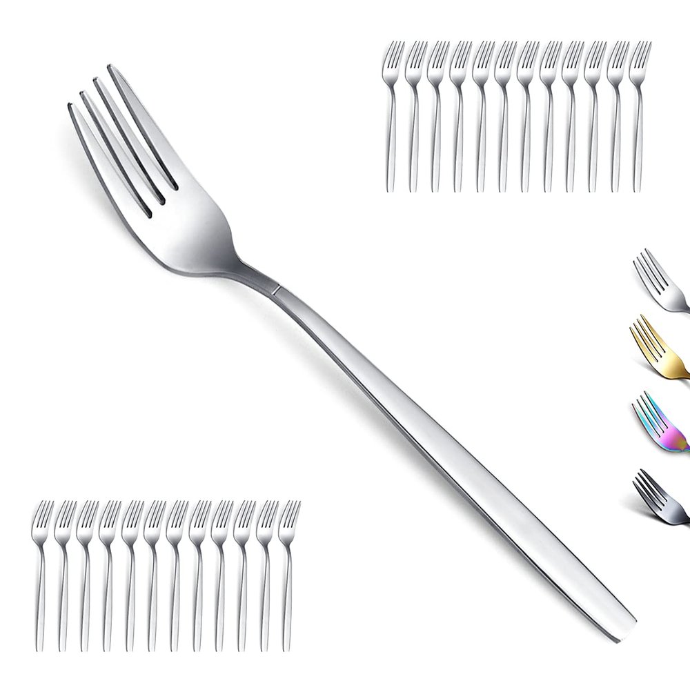 Berglander Dinner Forks of 24, Stainless Steel Modern Fork Set, Forks And Spoons Silverware, Spoons And Forks Set