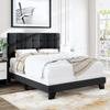 Allewie Full Size Panel Bed Frame with Adjustable Headboard for High Profile/Fabric Upholstered/Square Stitched Padded Headboard/Box Spring or Bunkie Board Required/Dark Grey view 1