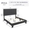 Allewie Full Size Panel Bed Frame with Adjustable Headboard for High Profile/Fabric Upholstered/Square Stitched Padded Headboard/Box Spring or Bunkie Board Required/Dark Grey view 2