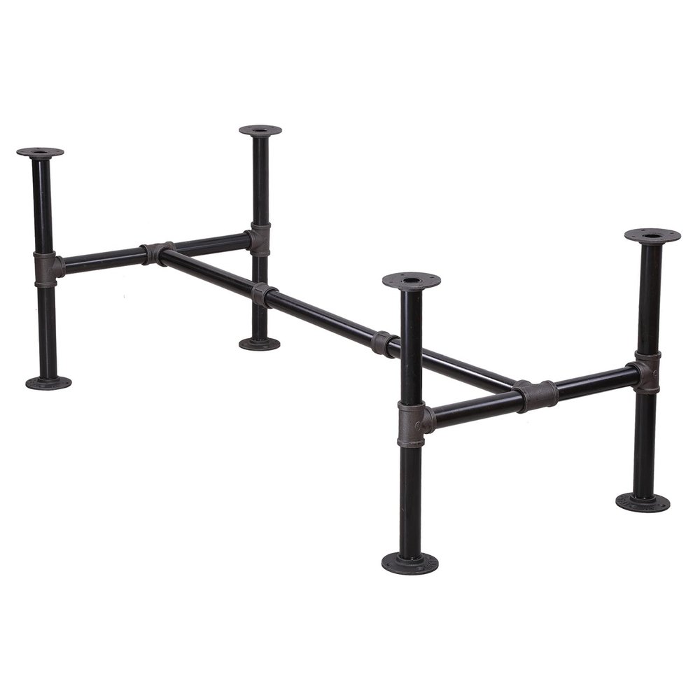 MUZIK Industrial Pipe Table Legs Set - Dark Grey Rough Pipes Iron Base Legs for Coffee & End Tables, Desks, Nightstand - Vintage, Mid-Century Modern Aesthetic - 16 inch